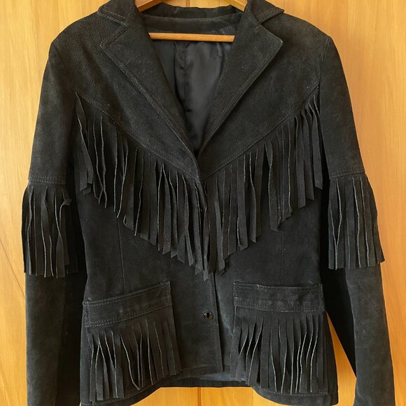 Fringed Black Leather Jacket - Picture 3 of 6